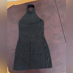 St John Gorgeous Embellished Black Knit Halter Neck Dress Size 4